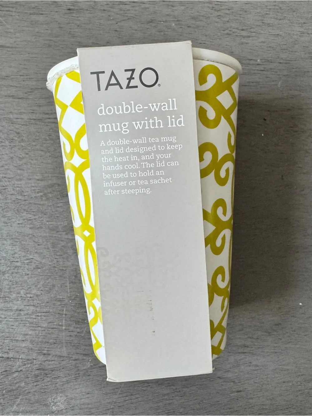 Starbucks Tazo Green Rococo Swirl Ceramic Traveler Tumbler Mug Lid 12 oz